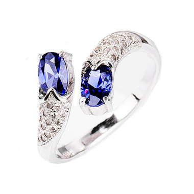 TANZANITE STERLING SILVER RING - TWINS